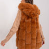 Světle hnědá kožešinová vesta SILJE s kapsami