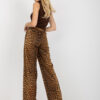 Světle hnědé široké kalhoty LAKERTA s leopardím vzorem – MELELLA