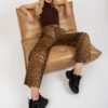 Světle hnědé široké kalhoty LAKERTA s leopardím vzorem – MELELLA
