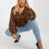 Světle hnědo-černá plus size halenka LAKERTA se zvířecím vzorem – VERENA