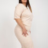 Světle broskvová elegantní plus size midi sukně – PARORIA