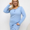 Světle modré bavlněné pyžamo SYNNØVE plus size s potiskem