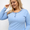 Světle modré bavlněné pyžamo SYNNØVE plus size s potiskem