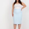 Světle modrá elegantní plus size midi sukně s podšívkou – QUDIRA