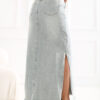 Světle modrá džínová maxi sukně s rozparky – QUAORIA