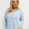 Světle modrá plus size noční košile RADANA s květinovým motivem