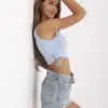 Světle modrý crop top se stahováním ORLANDA
