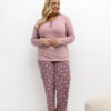 Světle růžové bavlněné pyžamo ROZÁLIA plus size s kalhotami