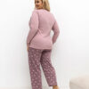 Světle růžové bavlněné pyžamo ROZÁLIA plus size s kalhotami