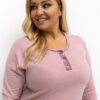 Světle růžové bavlněné pyžamo ROZÁLIA plus size s kalhotami