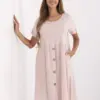 Světle růžové bavlněné midi šaty AMINTA