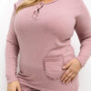 Světle růžové bavlněné pyžamo GIUSEPPA plus size s květinami