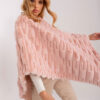 Světle růžové kožešinové pončo PERSIDA Wool Fashion Italia