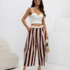 Světle růžovo-hnědé pruhované culottes – LEVERIA