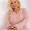 Světle růžový plus-size svetr ZEHRA s žebrovanými lemy