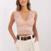 Světle růžový krajkový crop top KALORETTA