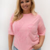 Světle růžové plus size tričko PAVIELA s výšivkou