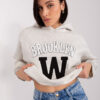 Světle šedá melírovaná bavlněná hoodie s nápisem – HILELIA