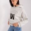 Světle šedá melírovaná bavlněná hoodie s nápisem – HILELIA