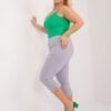 Světle šedé kalhoty 3/4 plus size s pružným pasem – BASINA