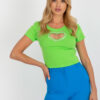 Zelený crop top HEARTGEM s průstřihem