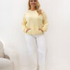 Světle žlutá plus-size mikina s květinovou aplikací RELEVANCE – DANARA