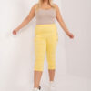Světle žluté kalhoty 3/4 plus size bez zapínání – BASERIA