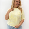 Světle žluté plus size tričko PAVIELA s vyšívaným motivem