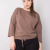 Hnědý plus size top WILMARIE se stahováním
