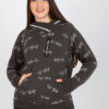 Khaki mikina plus size s kapucí a nápisy – ULIORA