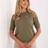 Khaki plus-size svetr PURIFICACIÓN s pružnými lemy