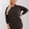 Khaki mikina plus size s kapucí – KARESSA