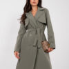 Khaki dvouřadý trenčkot RUE PARIS s páskem – QUAISSA