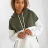 Khaki-ecru basic mikina s kapucí – RININA