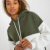 Khaki-ecru basic mikina s kapucí – RININA