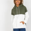 Khaki-ecru basic mikina s kapucí – RININA