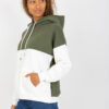Khaki-ecru basic mikina s kapucí – RININA