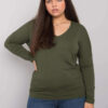 Khaki plus size top ELISAVIE s véčkovým výstřihem