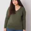 Khaki plus size top ELISAVIE s véčkovým výstřihem