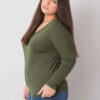 Khaki plus size top ELISAVIE s véčkovým výstřihem
