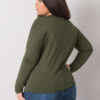 Khaki plus size top ELISAVIE s véčkovým výstřihem
