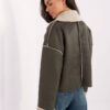 Khaki krátká bunda s kožíškovým detailem – QUELATTA