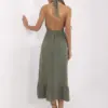 Khaki krajkové maxi šaty BRIELLA