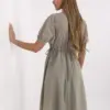 Khaki šusťákové midi šaty KAIA s pružnými lemy