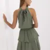 Khaki volánové mini šaty CALANDRA