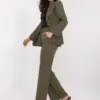 Khaki rozšířené kalhoty z elegantní tkaniny – BASIRA
