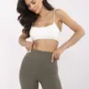 Khaki sportovní legíny basic s žebrovaným efektem – TAVELLA