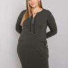 Tmavě khaki plus size sportovní šaty ORIELLE s kapsami