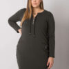 Tmavě khaki plus size sportovní šaty ORIELLE s kapsami