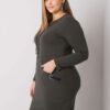 Tmavě khaki plus size sportovní šaty ORIELLE s kapsami